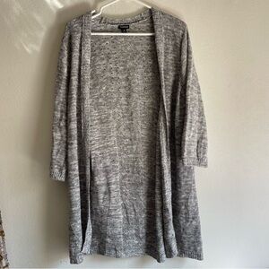 Torrid Grey Pointelle Knit Cardigan with lacy pattern detail.  3/4 sleeve.
